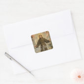St. Francis von Assisi |White Script Overlay Quadratischer Aufkleber (Umschlag)
