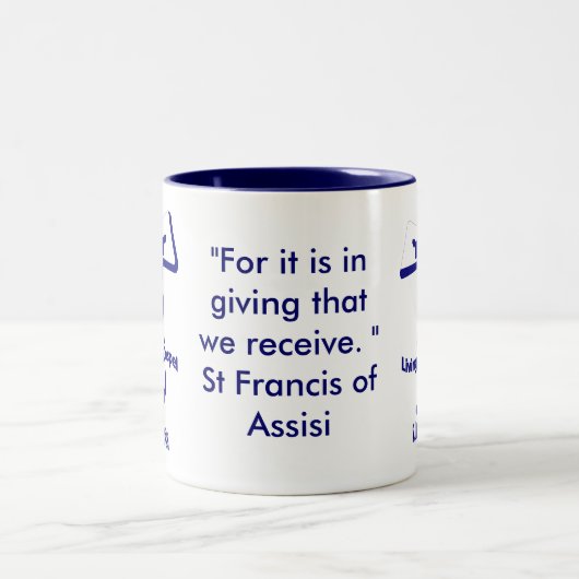 St Francis von Assisi-Zitat Zweifarbige Tasse (Mittel)