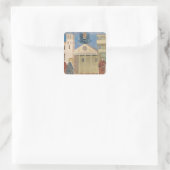St. Francis von einem einfachen Mann geehrt, 1297- Quadratischer Aufkleber (Tasche)