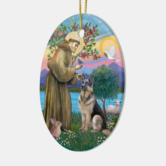St. Francis (W) - German Shepherd (C) Keramik Ornament (Links)