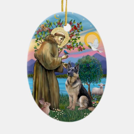 St. Francis (W) - German Shepherd (C) Keramik Ornament (Hinten)