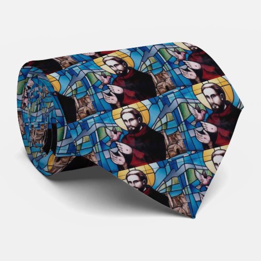 St- FrancisBuntglas-Bild mit Taube Krawatte (Gerollt)