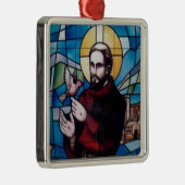 St- FrancisBuntglas-Bild mit Taube Silbernes Ornament (Rechts)