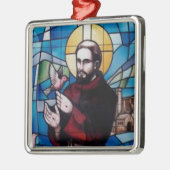 St- FrancisBuntglas-Bild mit Taube Silbernes Ornament (Links)