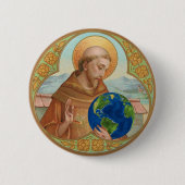 St. Franz von Assisi hält die Erde Button (Vorderseite)