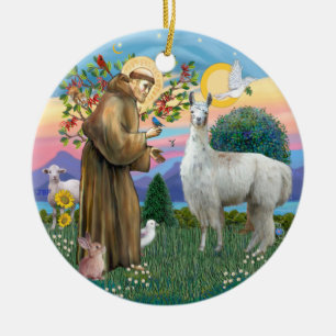 St. Franziskus - Lama 12 Keramikornament