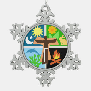 St. Franziskus-Sonnenlied-Schmuck Schneeflocken Zinn-Ornament