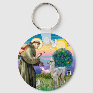St. Franziskus und Llama-Baby Schlüsselanhänger
