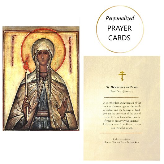 St. Genevieve of Paris Orthodox Prayer Card Platzkarte