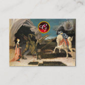 ST.GEORG,DRACHE ,PRINZESSIN ROTER RUBIN-STEMPEL VISITENKARTE (Rückseite)