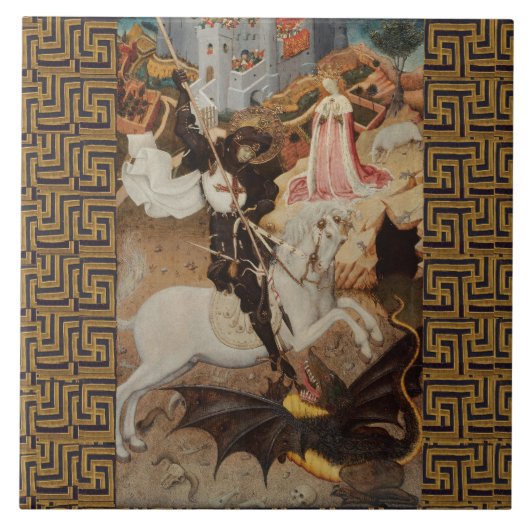 St. Georg und der Drache von Bernat Martorell Fliese (Vorderseite)
