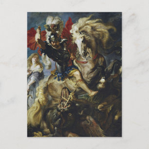 St. George Battles the Dragon by Peter Paul Rubens Postkarte