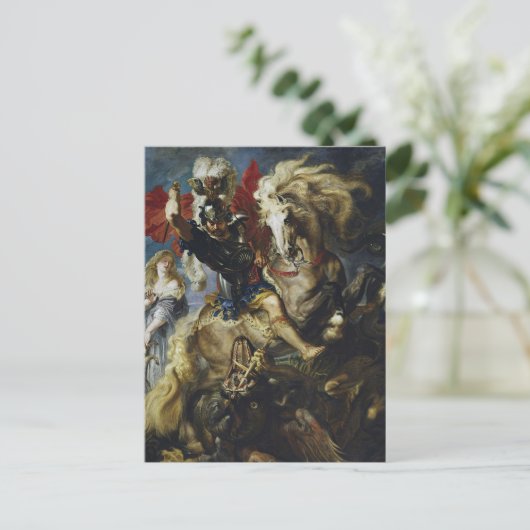 St. George Battles the Dragon by Peter Paul Rubens Postkarte (Stehend Vorderseite)