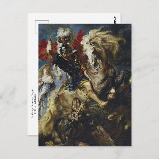 St. George Battles the Dragon by Peter Paul Rubens Postkarte (Vorne/Hinten)