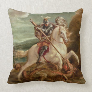 St George, das den Drachen, (Öl, tötet auf Platt Kissen