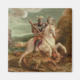 St George, das den Drachen, (Öl, tötet auf Platt Magnet