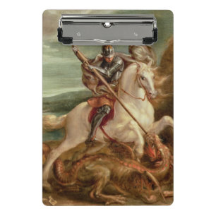 St George, das den Drachen, (Öl, tötet auf Platt Mini Klemmbrett