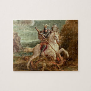 St George, das den Drachen, (Öl, tötet auf Platt Puzzle