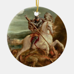 St George, das den Drachen, (Öl, tötet auf Platte) Keramikornament