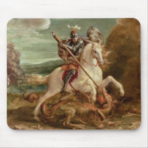 St George, das den Drachen, (Öl, tötet auf Platte) Mousepad