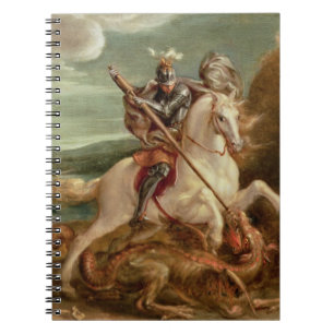 St George, das den Drachen, (Öl, tötet auf Platte) Notizblock