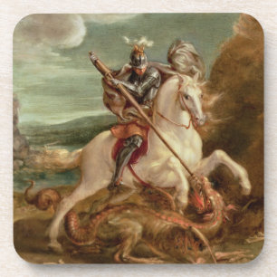 St George, das den Drachen, (Öl, tötet auf Platte) Untersetzer