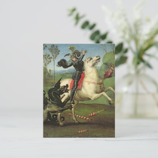 St George, das mit dem Drachen kämpft Postkarte (Stehend Vorderseite)
