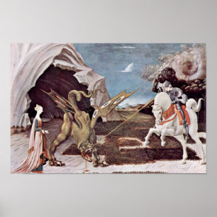 St. George, der den Drachen von Uccello Paolo bekä Poster