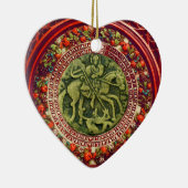ST GEORGE, DRACHE /MADONNA UND KINDERblumenherz Keramik Ornament (Rechts)