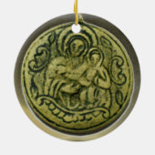 ST GEORGE, DRACHE /MADONNA UND KINDERmedaillon Keramikornament (Hinten)