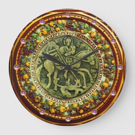 ST.GEORGE, DRAGON BRONZE MEDALLION FLORAL CROWN GROßE WANDUHR (Vorderseite)