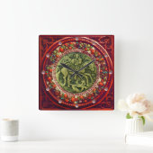 ST. GEORGE, DRAGON BRONZE MEDALLION FLORALLE KROWL QUADRATISCHE WANDUHR (Zuhause)