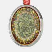 ST. GEORGE, DRAGON BRONZE MEDALLION FLORALLE KROWL SILBERNES ORNAMENT (Links)
