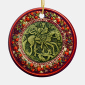 ST.GEORGE, DRAGON/MADONNA UND KINDERBLUMENKROWN KERAMIK ORNAMENT (Vorne)