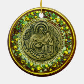 ST.GEORGE, DRAGON/MADONNA UND KINDERBLUMENKROWN KERAMIK ORNAMENT (Hinten)