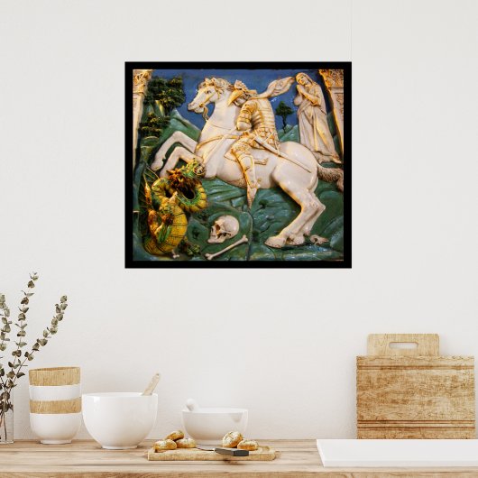 St. George, Dragon und Prinzessin Poster (Küche)