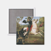 St. George Fighting Dragon Raphael Fine Art Magnet (Vorderseite/Rückseite)