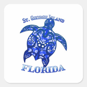 St. George Florida Vacation Tribal Turtle Quadratischer Aufkleber