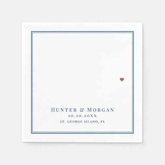St. George Island FL Karte Elegant Navy Blue Weddi Serviette (Vorderseite)