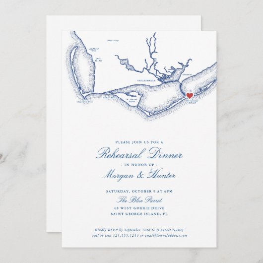 St. George Island FL Karte Elegantes Probe Abendes (Vorne/Hinten)