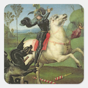 St. George kämpft mit dem Drachen Quadratischer Aufkleber