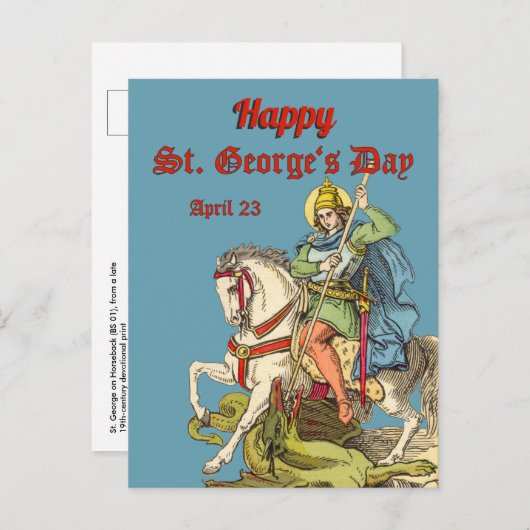 St. George on Horseback (BS 01) Postcard Postkarte (Vorne/Hinten)
