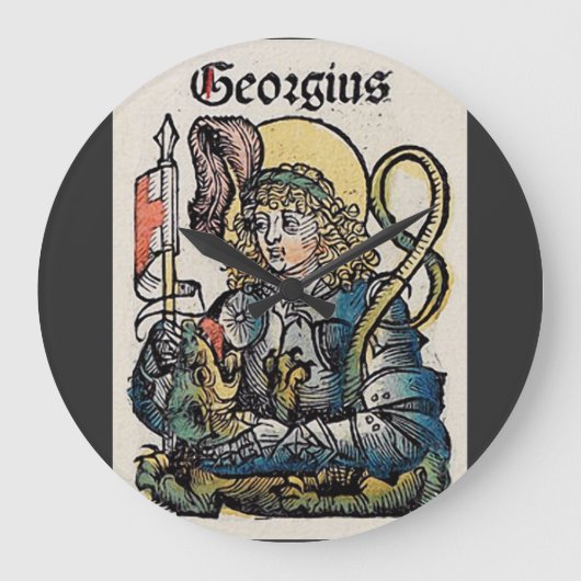 St. George Patron in England Große Wanduhr (Vorderseite)