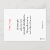 St. George Prayer Card Postkarte (Rückseite)