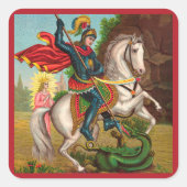 St. George rettet die Prinzessin Quadratischer Aufkleber (Vorderseite)