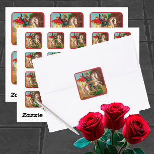 St. George rettet die Prinzessin Quadratischer Aufkleber