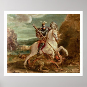 St. George segelte den Drachen (Öl auf Tafel) Poster