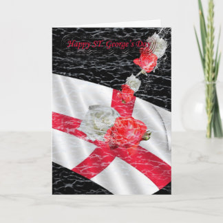 St George Tagesenglische Flagge und -Rosen weiß Karte