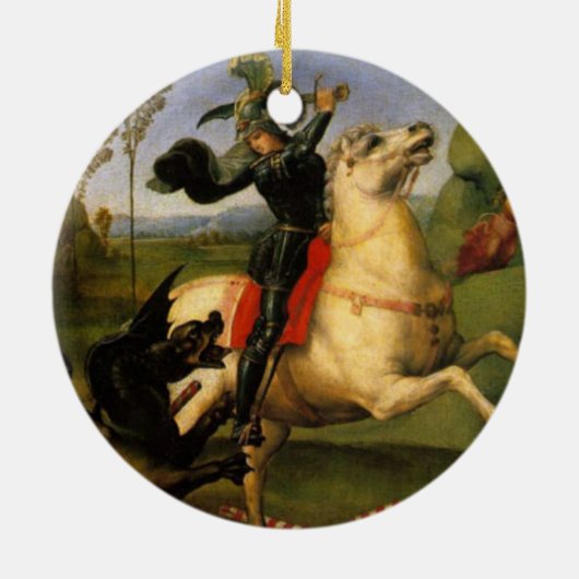 St. George trifft den Drachen Kunst Keramikornament (Hinten)