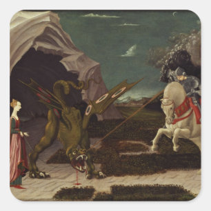 St. George und der Drache, c.1470 Quadratischer Aufkleber